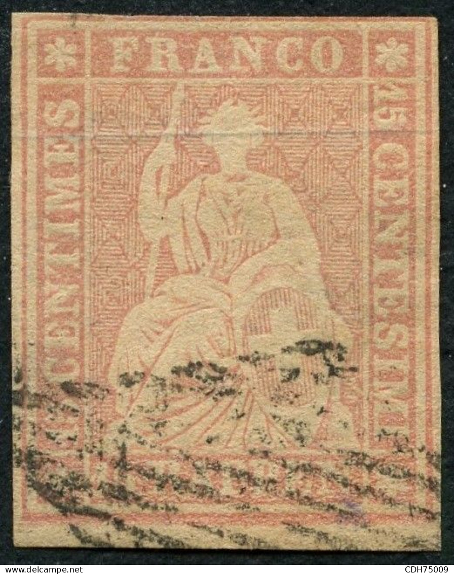 SUISSE - Z 24B 15 RAPPEN CARMIN ROSE HELVETIA ASSISE - OBLITERE - Used Stamps