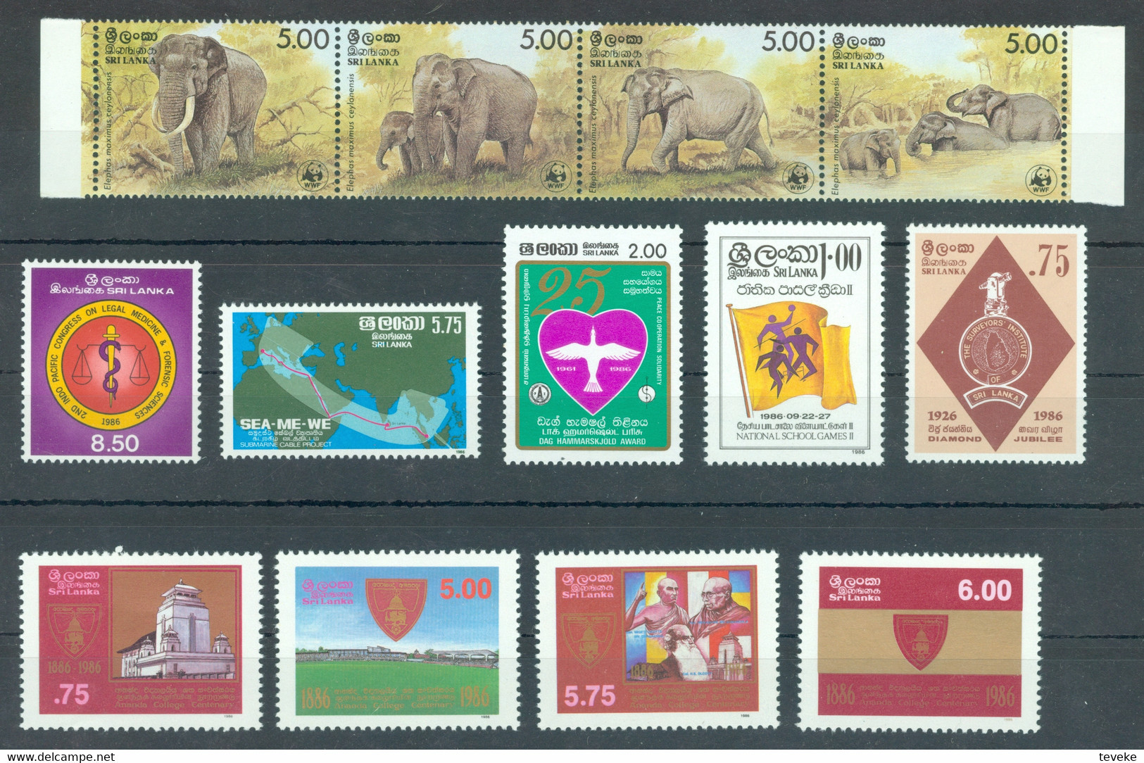 SRI LANKA/CEYLON 1986 00 - Michel Nr. 725-771 + BL 31-32 - MNH ** - YEARSET - Sri Lanka (Ceylan) (1948-...)