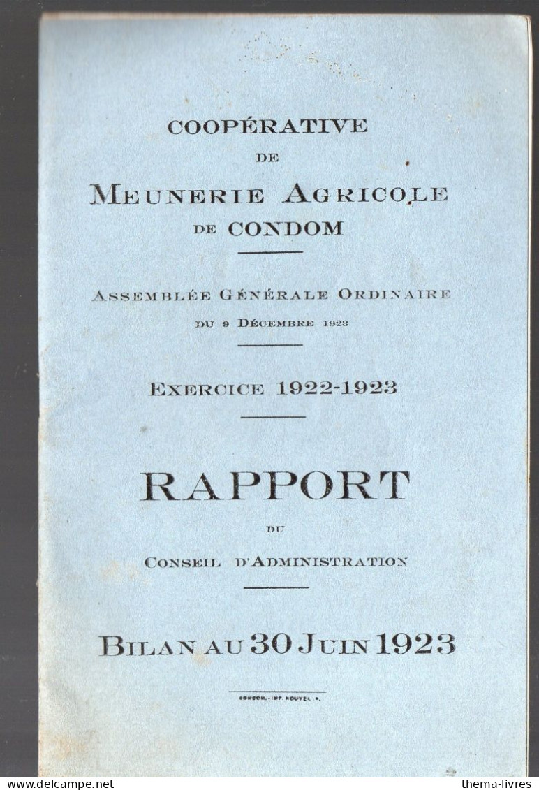 Condom  (32) Rapport  Du Conseil D'administration De La Meunerie Agricole 1922-23 (PPP46281) - Midi-Pyrénées