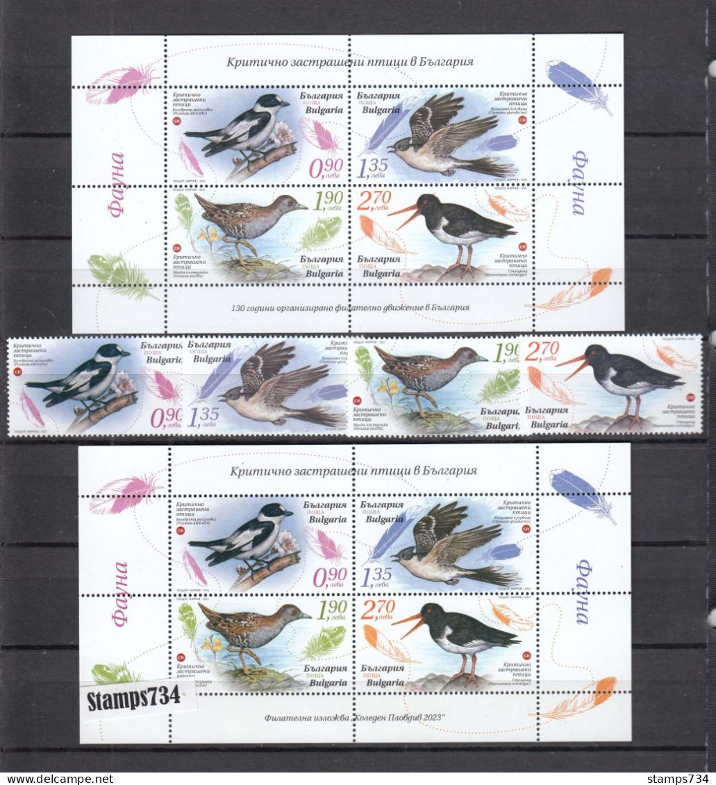 Bulgaria 2023 - Endangered Birds, 4 V.+2 S/sh (normal Paper+UV), MNH** - Unused Stamps