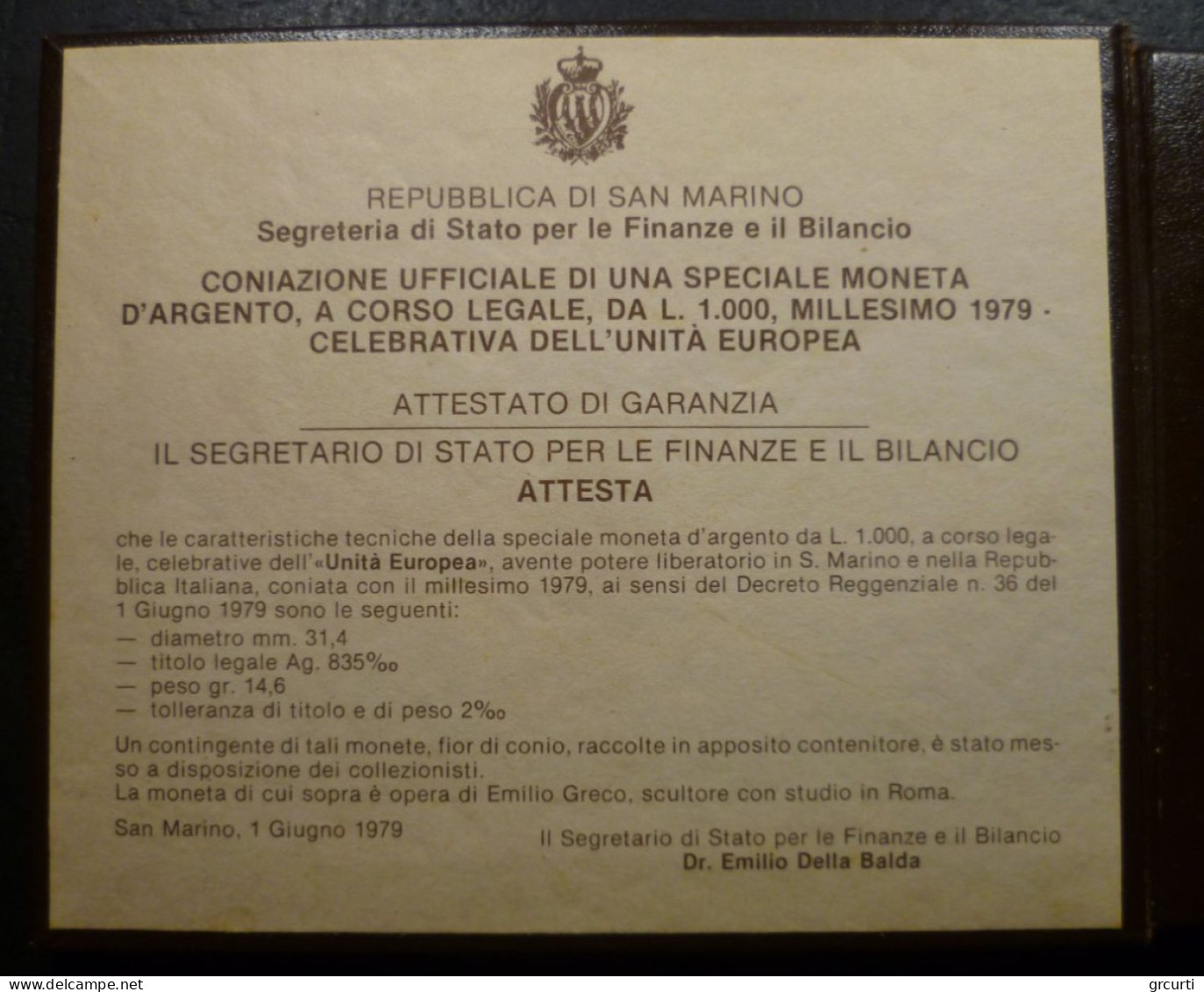 San Marino - 1.000 Lire 1979 - Europa Unita - Gig. 183 - KM# 98 - San Marino