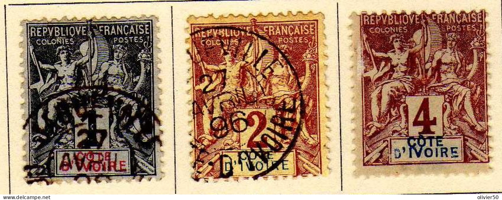 Cote D'Ivoire - (1892-99) -  1 C. 2 C. 4 C. .Type Groupe  - Obliteres Et Neuf* MH - Used Stamps