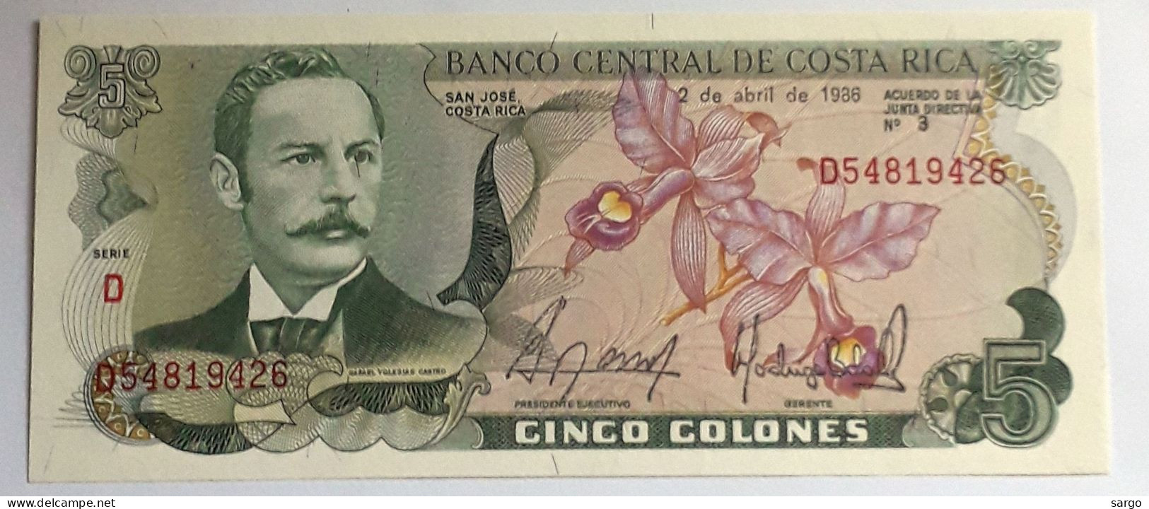 COSTA RICA - 5 COLONES  - 1986 - UNC - P 236 - BANKNOTES - PAPER MONEY - CARTAMONETA - - Costa Rica