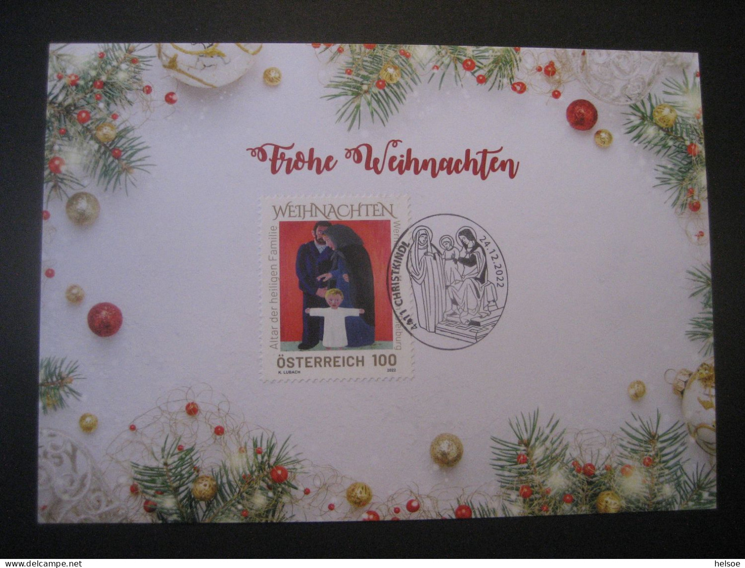 Österreich- Christkindl 24.12.2022, Frohe Weihnachten Wünscht Die Österreichische Post - Lettres & Documents