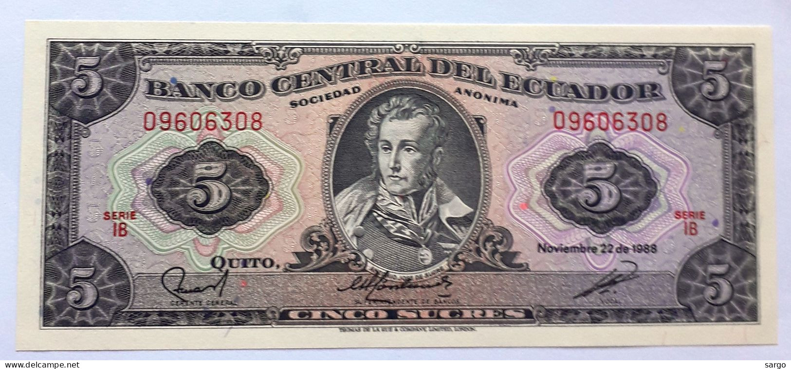 ECUADOR - 5 SUCRES  - 1988 - UNC - P 113 - BANKNOTES - PAPER MONEY - CARTAMONETA - - Equateur