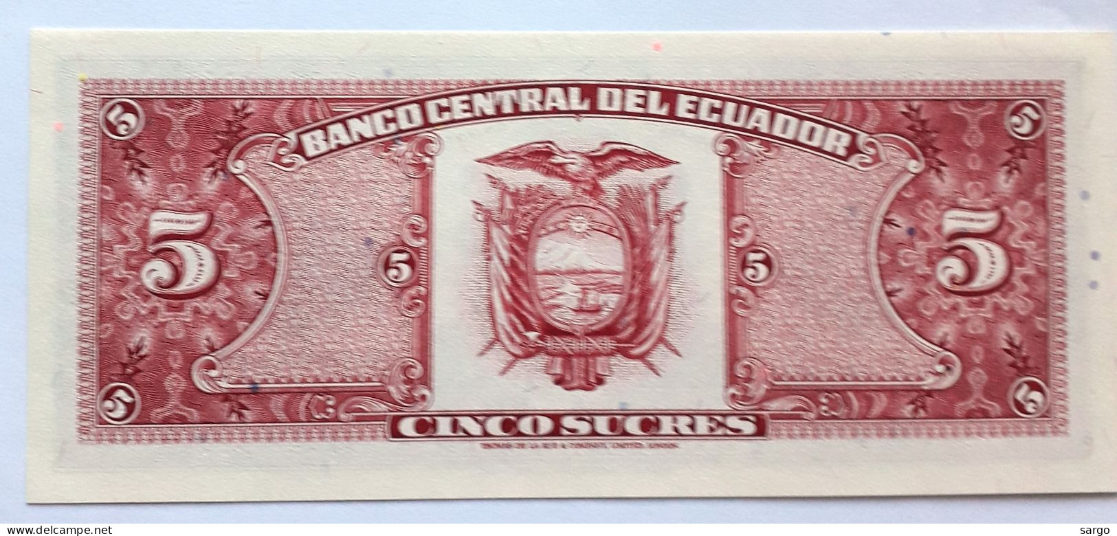 ECUADOR - 5 SUCRES  - 1988 - UNC - P 113 - BANKNOTES - PAPER MONEY - CARTAMONETA - - Ecuador