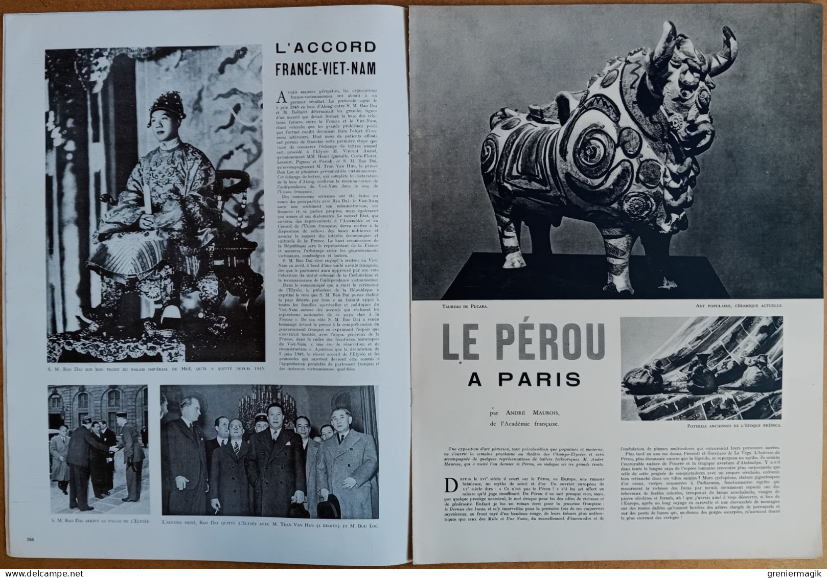 France Illustration N°179 19/03/1949 Général Giraud/Maroc/Accord France-Viet-Nam/Le Pérou à Paris/Halles de La Villette