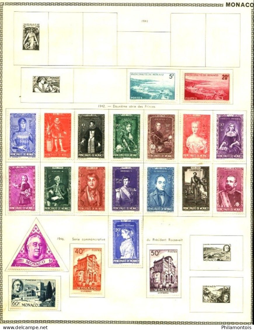 MONACO - Collection 1920 / 1952 - Neufs Et Oblitérés - Dont Séries PA Bosio Et J.O. 1948 - Cote Env. 535 Eur - Bon état. - Collections, Lots & Séries
