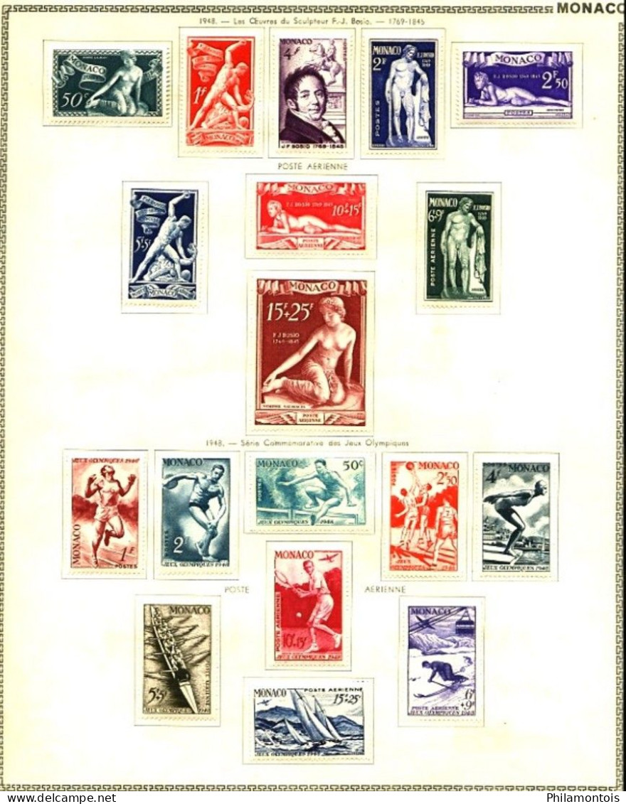 MONACO - Collection 1920 / 1952 - Neufs et Oblitérés - Dont séries PA Bosio et J.O. 1948 - Cote env. 535 Eur - Bon état.