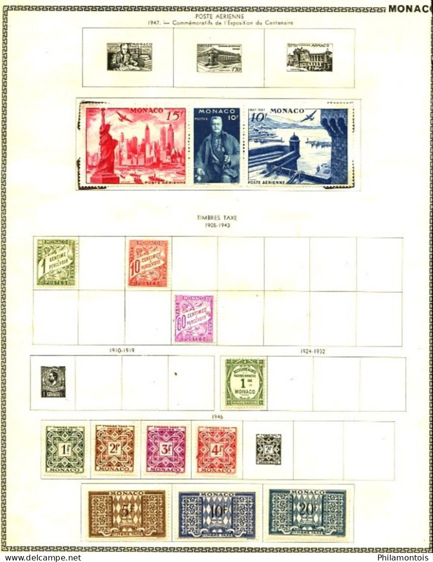 MONACO - Collection 1920 / 1952 - Neufs et Oblitérés - Dont séries PA Bosio et J.O. 1948 - Cote env. 535 Eur - Bon état.