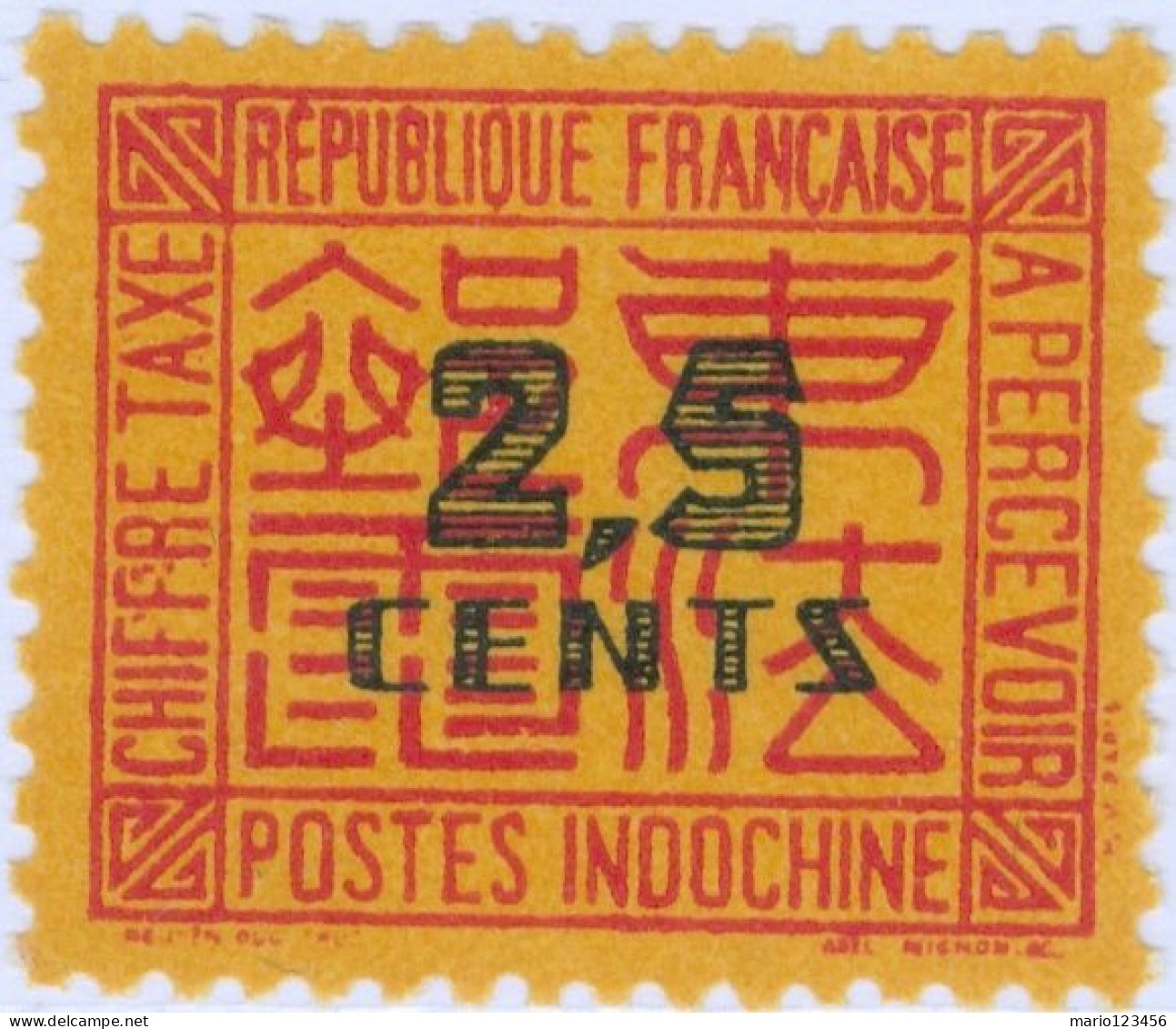 INDOCINA FRANCESE, FRENCH INDOCHINA, SEGNATASSE, POSTAGE DUE,1940, (MNH**) Yt:FR-IC T62, Mi:FR-IC P62, Scott:FR-IC J62 - Impuestos