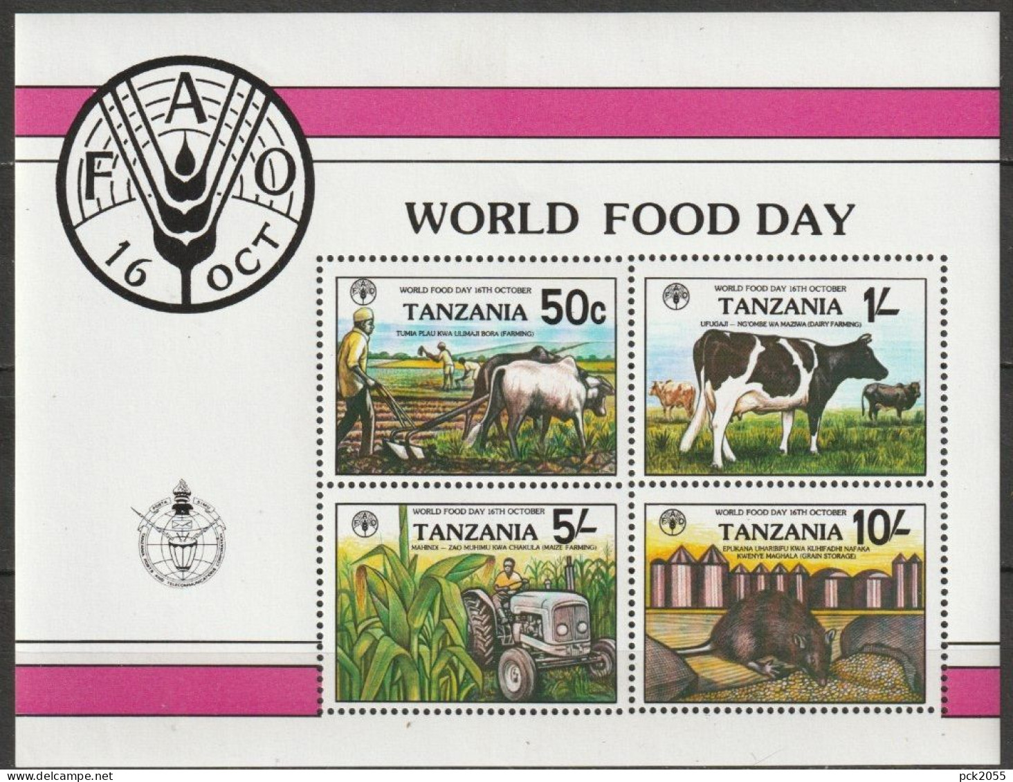 Tansania 1982 Mi Nr.209 - 212 Block 30 ** Postfrisch Welternährungstag ( D 2211) - Tanzanie (1964-...)