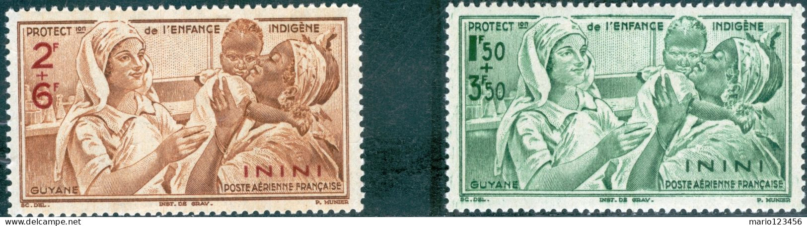 ININI, ASSISTENZA INFANTILE INDIGENA, 1942, FRANCOBOLLI NUOVI (MNH**) Scott:FR-INI CB1,CB2 - Neufs