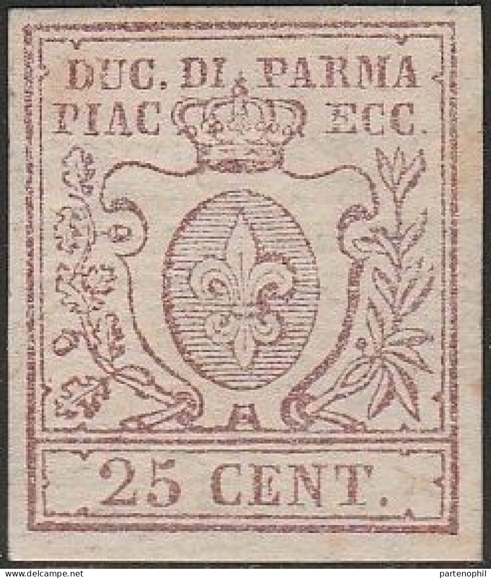 11 - Modena - 1858/59 - 25 C. Bruno Lilla N. 10. Cert. Todisco. Cat. € 2000,00. SPL - Modena