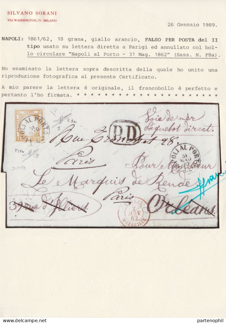 10 - Province Napoletane - Lettera Spedita Da Napoli Per Orleans E Rispedita A Parigi In Data 31/5/1862 Affrancata Falso - Neapel