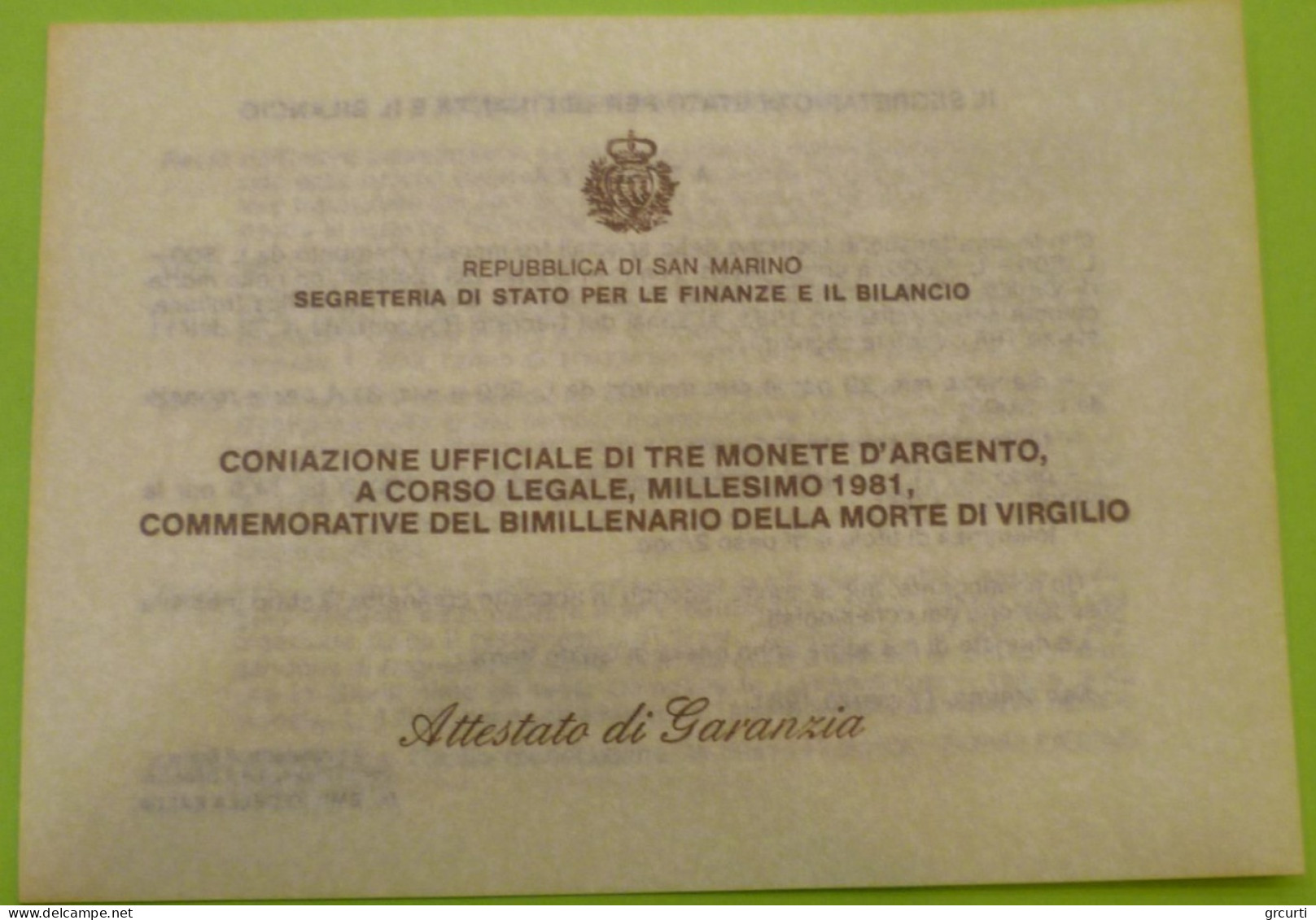 San Marino - 2 x 500 e 1.000 Lire 1981 - 2000° morte Virgilio - Gig. 197 - KM# 124-125-127