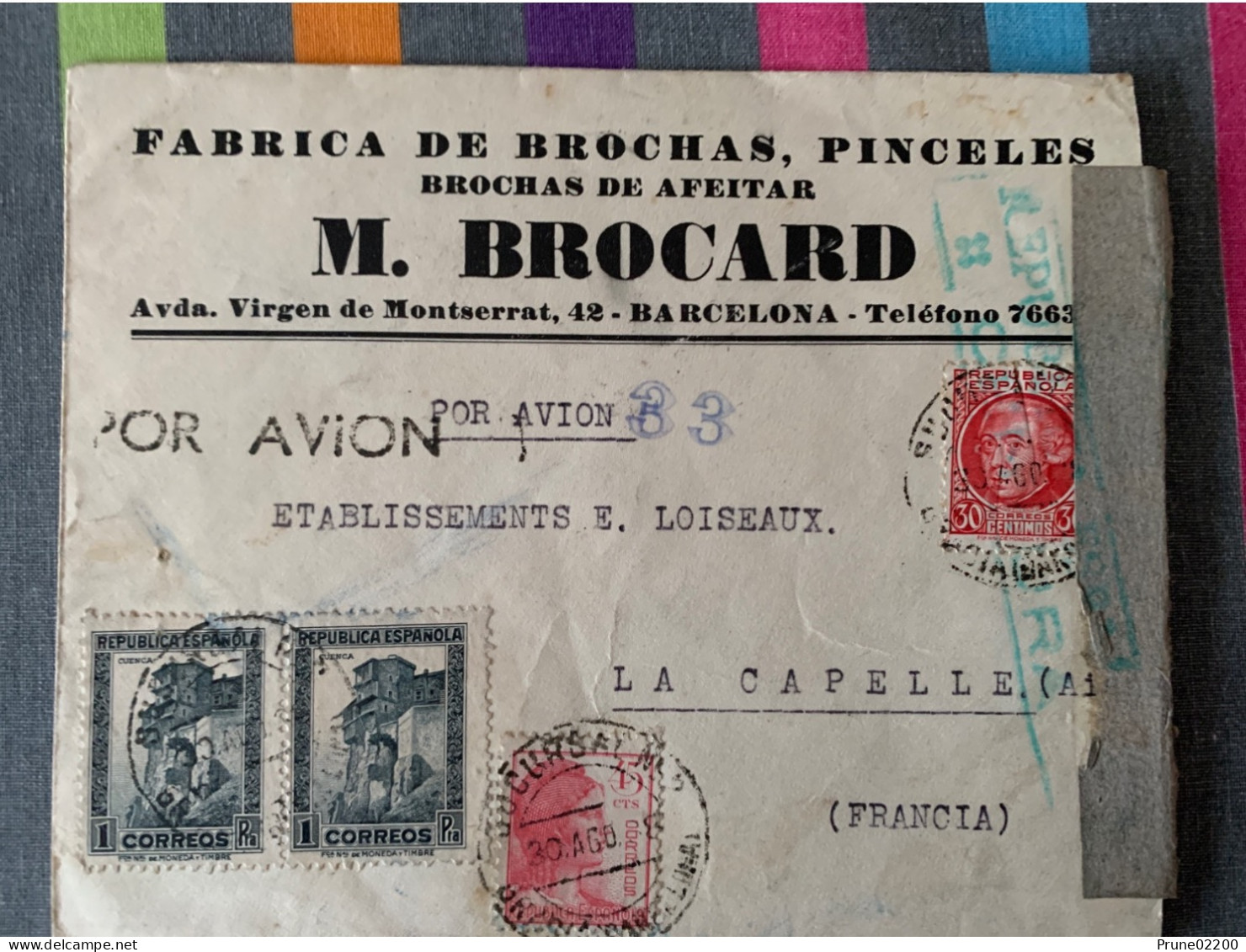 Enveloppe Commerciale 1938 - España