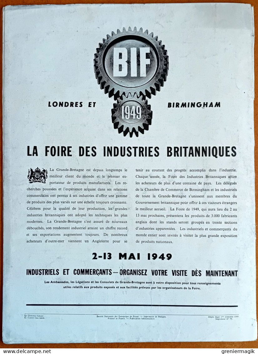 France Illustration N°180 26/03/1949 Paris Les Halles/Sarah Bernhardt/Jam Saheb de Nawanagar/L'U.R.S.S. en Antarctique