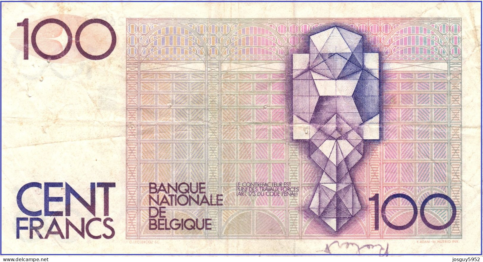 BELGIE - 100 FRANK - 1978 - 1981 - Nr 12605177118 -  HENDRIK REYAERT - 100 Francs