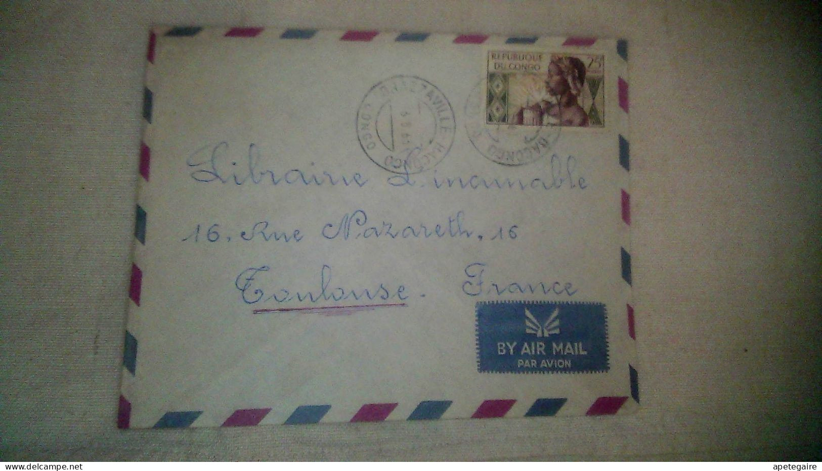 Timbre Congo-Brazzaville  Poste Aérienne Enveloppe  Ayant Voyagée Brazzaville Bacongo / Toulouse 1963 - Oblitérés