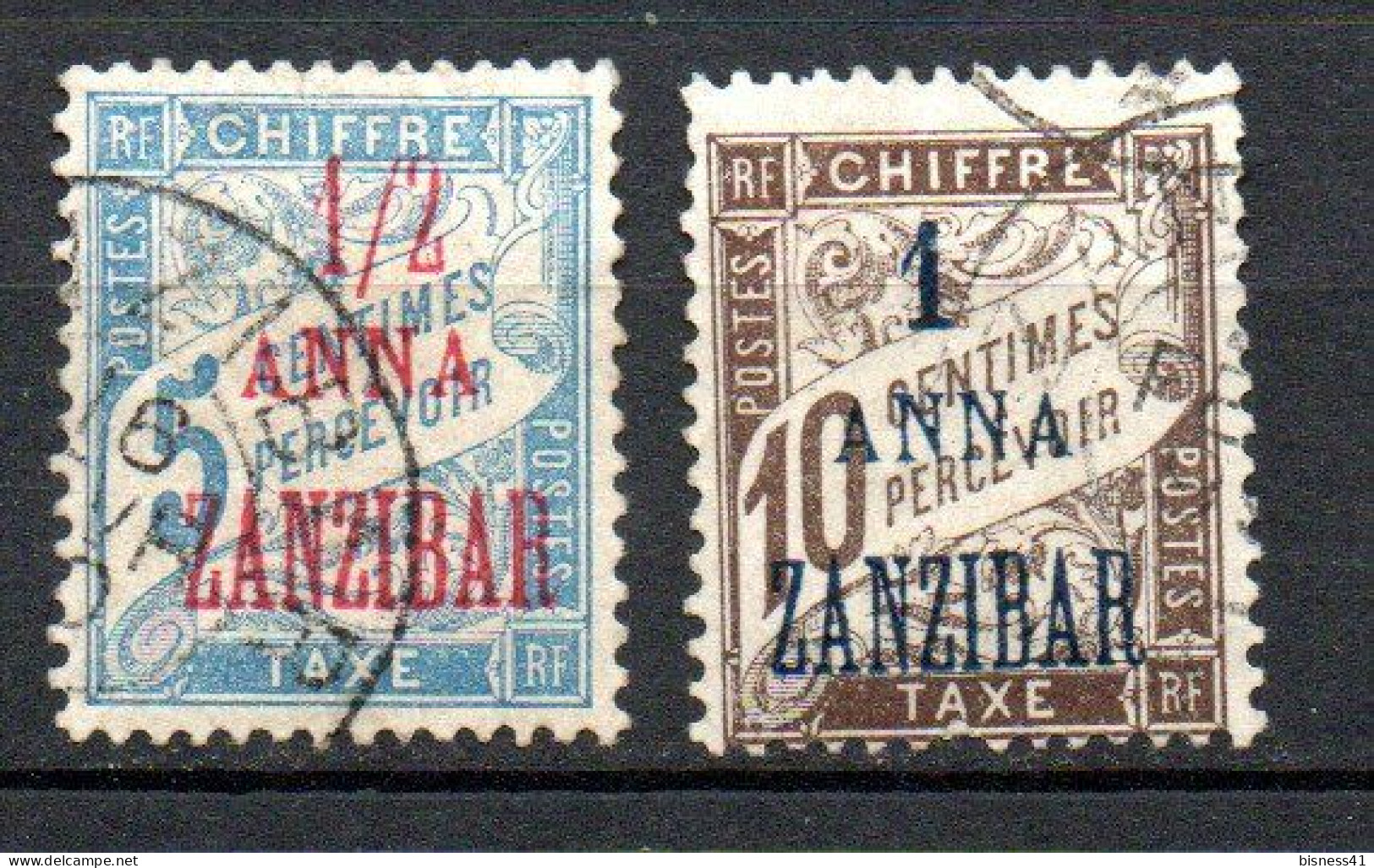 Col40 Colonie Zanzibar Taxe 1897 N° 1 & 2 Oblitéré Cote 30€ - Gebraucht