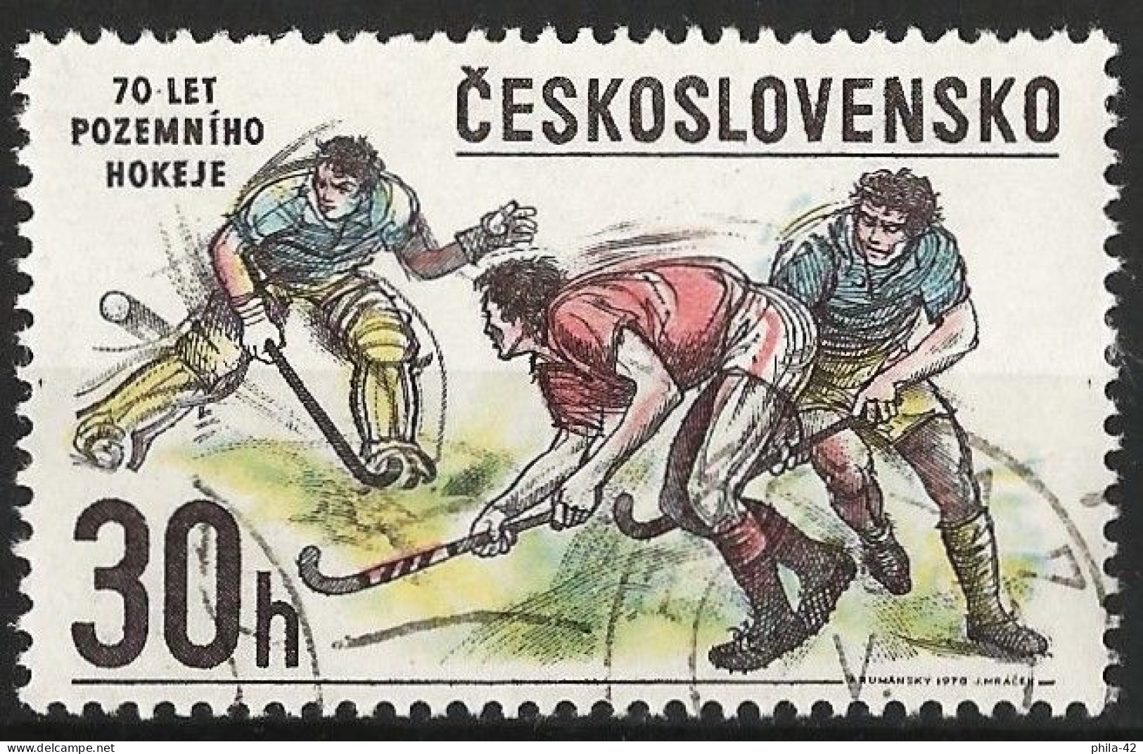 Czechoslovakia 1978 - Mi 2434 - YT 2266 ( Hockey ) - Hockey (su Erba)