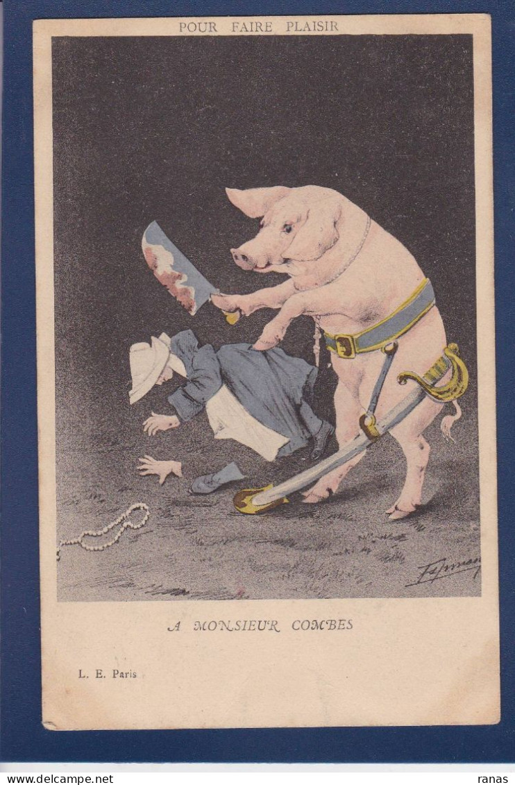 CPA Cochon Pig Position Humaine Satirique Espinasse Non Circulée Combes Séparation - Cochons