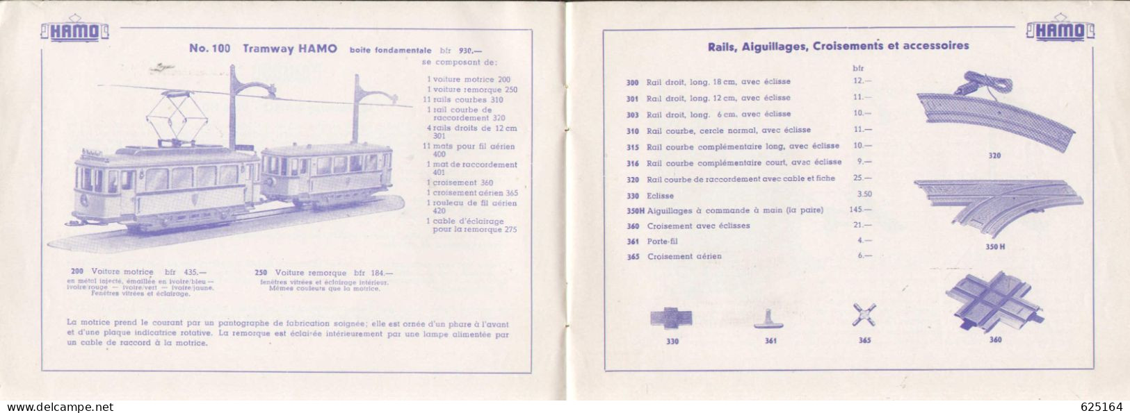 Catalogue HAMO TRAMWAY 1954 Voie HO 1:87 Französische Ausgabe - Frans