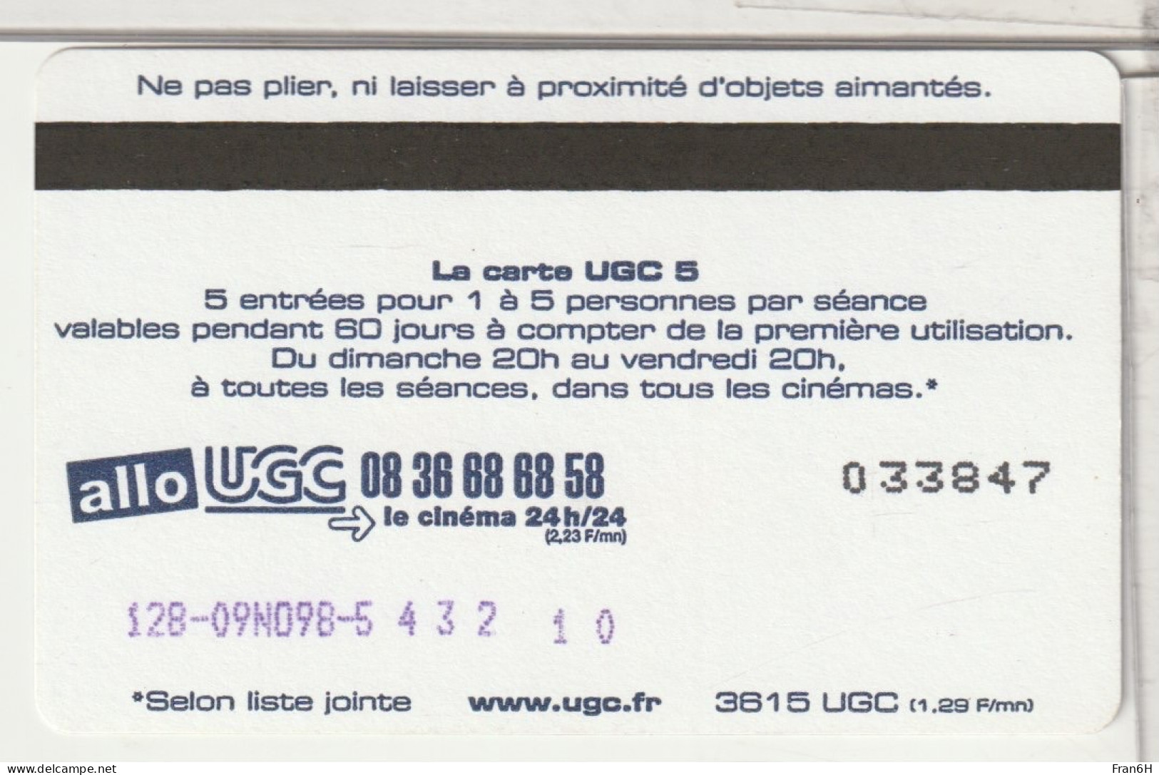 CINÉCARTE  - UGC 5 - Cinécartes