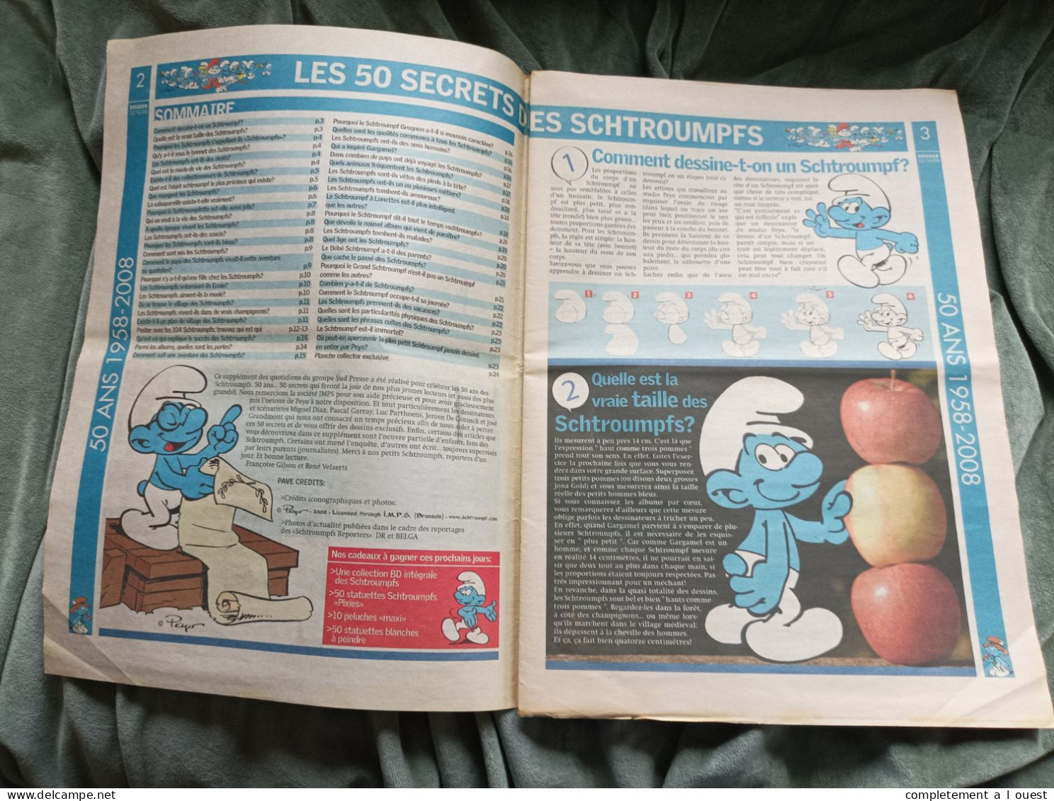 Les 50 Secrets Des Schtroumpfs Supplément Du Journal Nord Eclair 2008 50 Ans PEYO Spirou édition Originale Schtroumpf - Schtroumpfs, Les