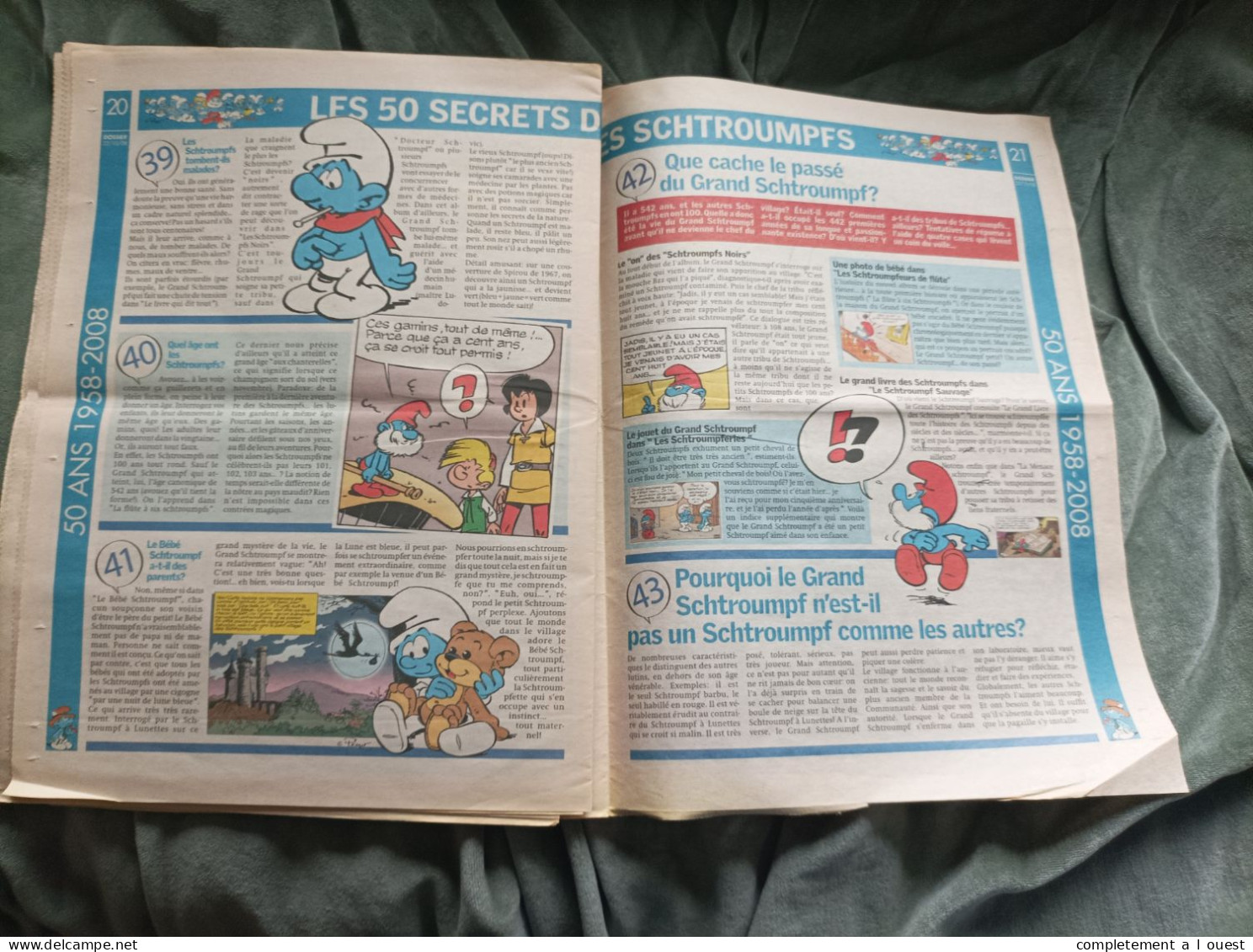 Les 50 secrets des Schtroumpfs Supplément du journal Nord Eclair 2008 50 ans PEYO Spirou édition originale Schtroumpf