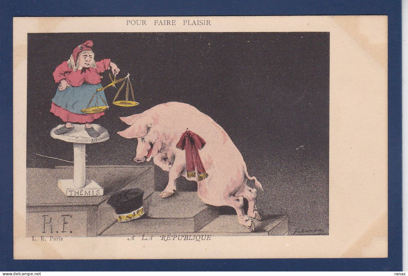 CPA Cochon Pig Position Humaine Satirique Espinasse Non Circulée Marianne République - Cerdos