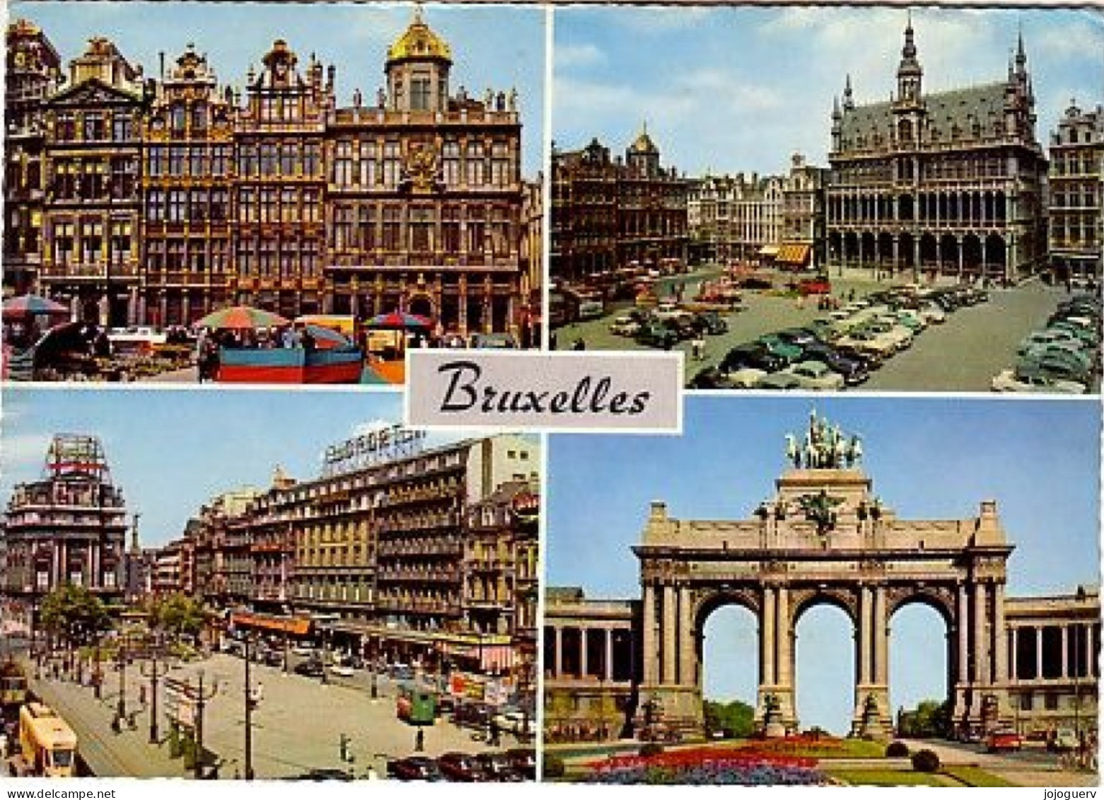 Bruxelles Brussel 4 Vues: Vues Générales Algemene Zichten ( Porte, Place Avec Voitures, Tramway ... - Cartas Panorámicas