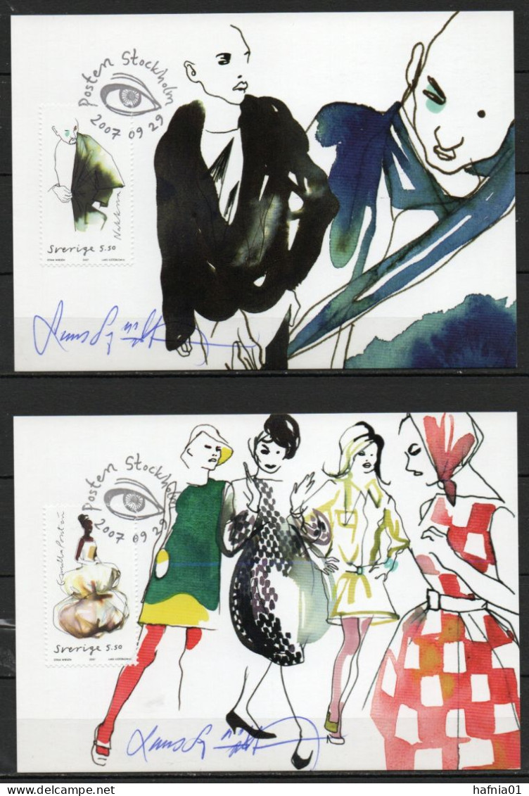 Lars Sjööblom. Sweden 2007. Creations Of Swedish Fashion Designers. Michel 2602, 2604, 2605, 2607 FDC.  Signed. - Maximum Cards & Covers