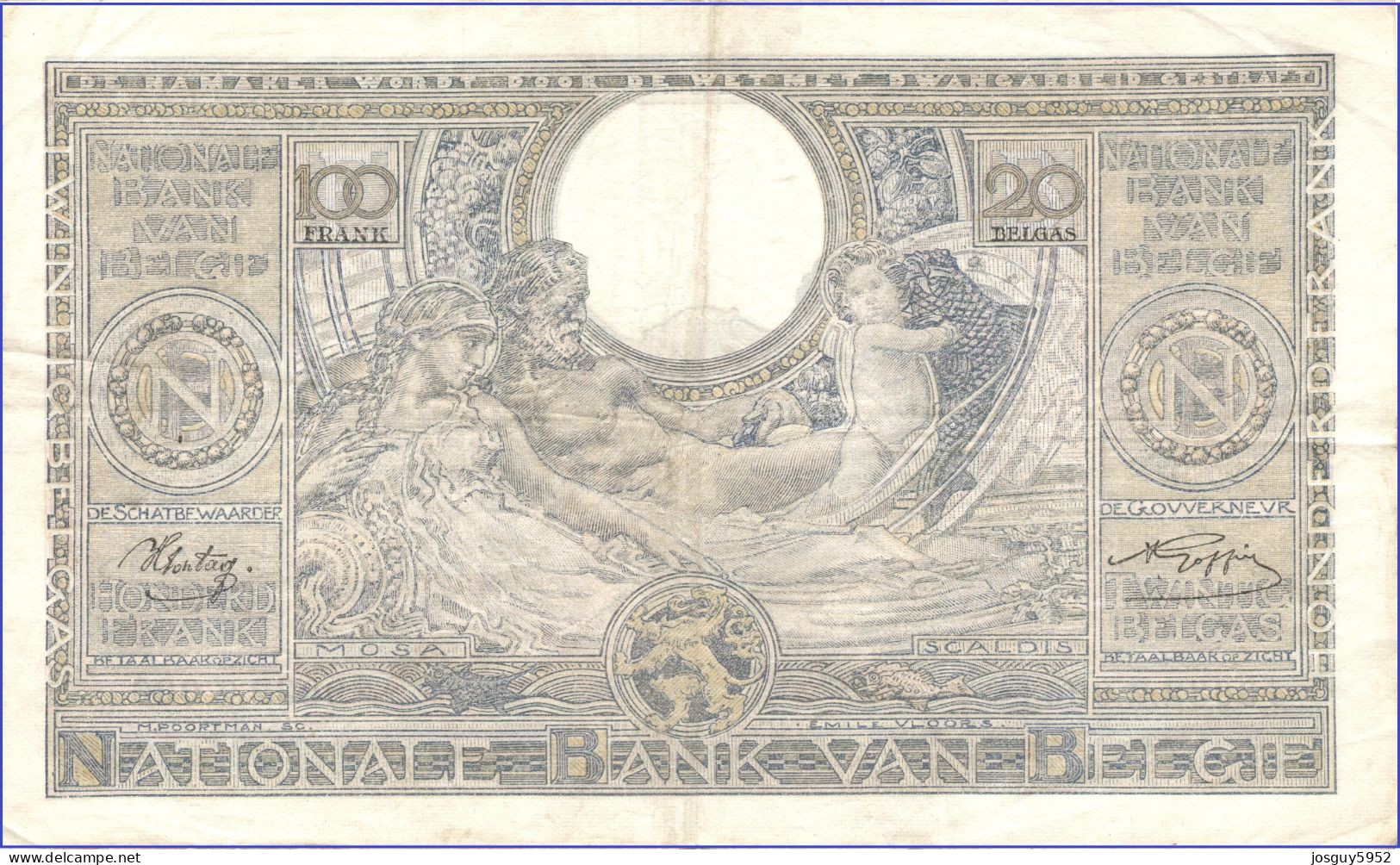 BELGIE - 100 FRANK - 20 BELGAS - 11-06-1942 - Nr9032Z006 - ALBERT & ELISABETH - 100 Francs & 100 Francs-20 Belgas
