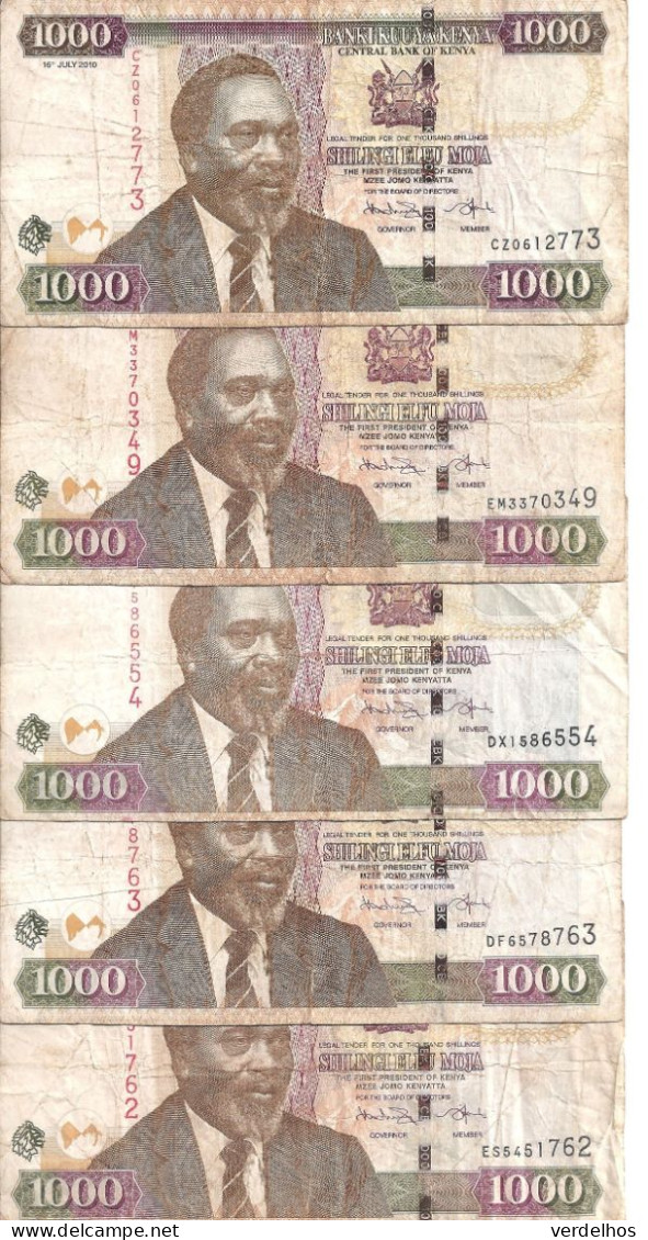 KENYA 1000 SHILLINGS 2010 VF P 51 E ( 5 Billets ) - Kenia