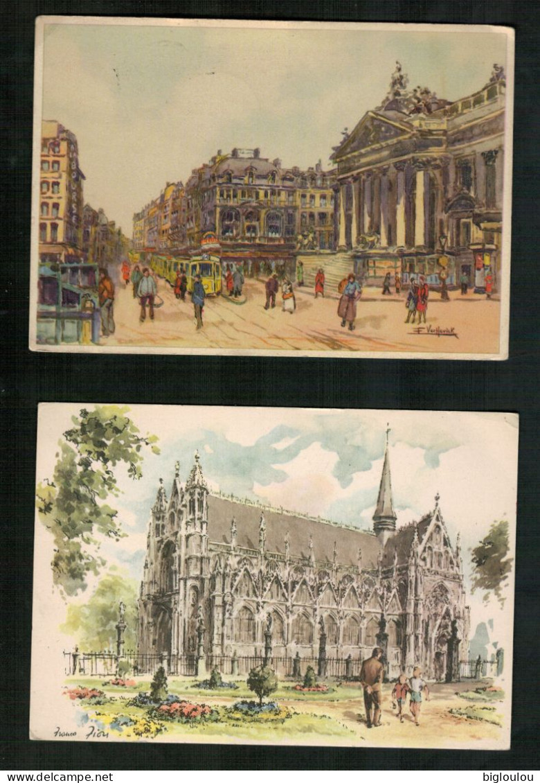 Bruxelles - Lot De 6 Cartes Illustrations Anciennes - Loten, Series, Verzamelingen
