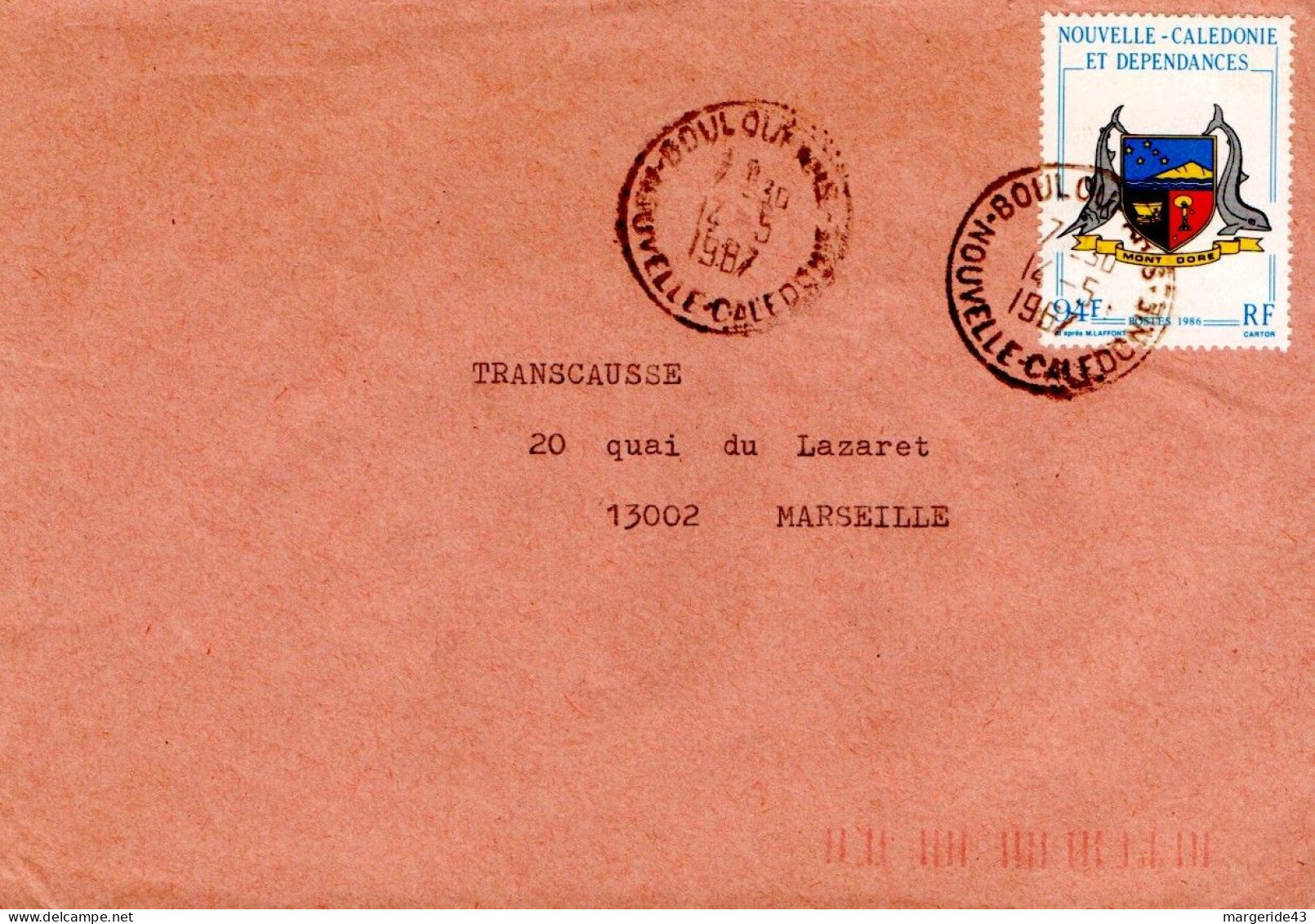NOUVELLE CALEDONIE SEUL SUR LETTRE POUR LA FRANCE 1987 - Lettres & Documents