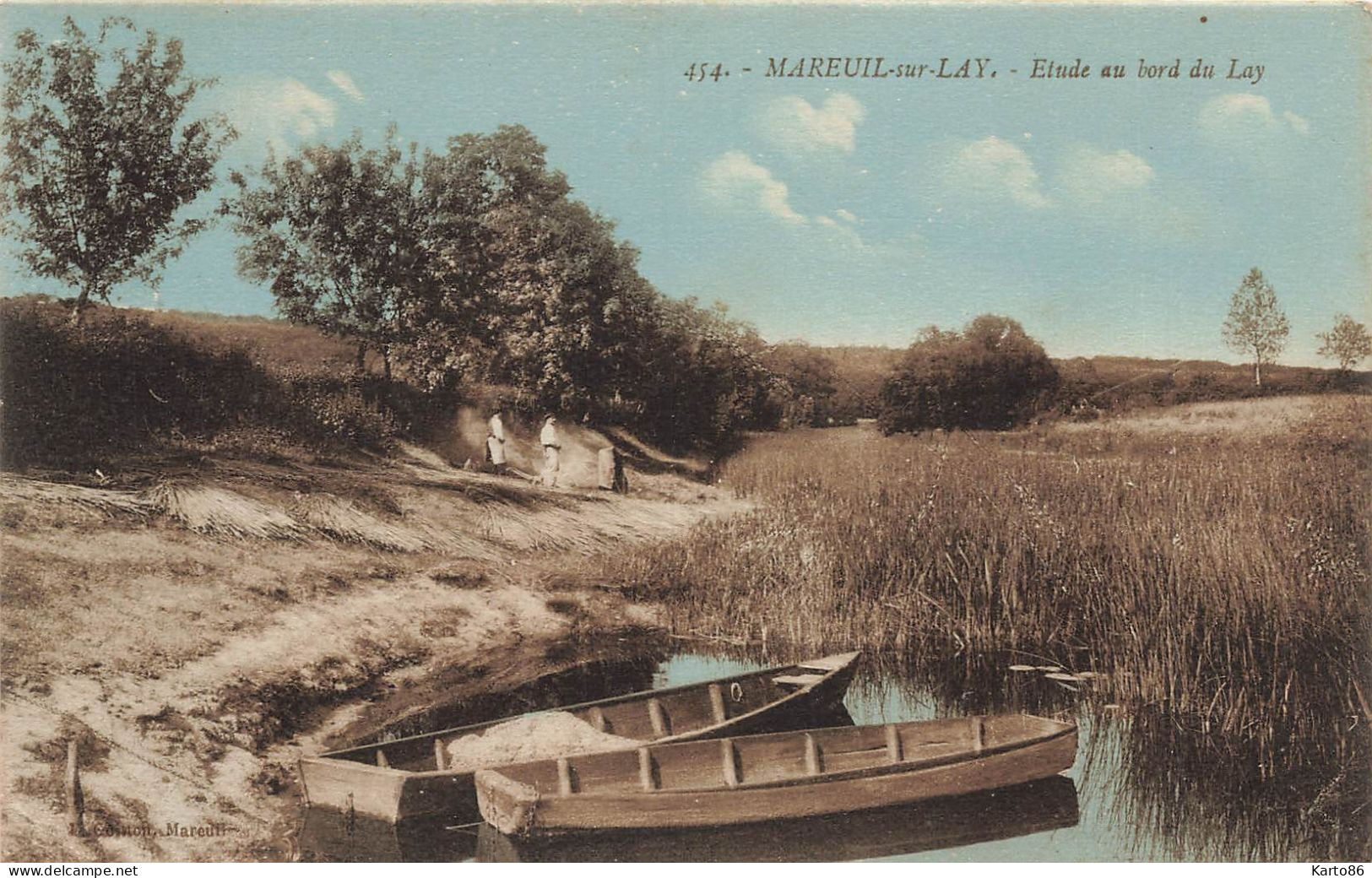 Mareuil Sur Lay * Un Coin Du Village , étude Au Bord Du Lay * Villageois Bateaux Barques - Mareuil Sur Lay Dissais