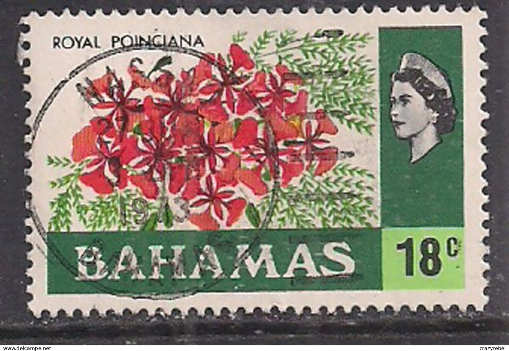 Bahamas 1971 QE2 18cents Flowers  SG 371 Used ( H976 ) - 1963-1973 Ministerial Government