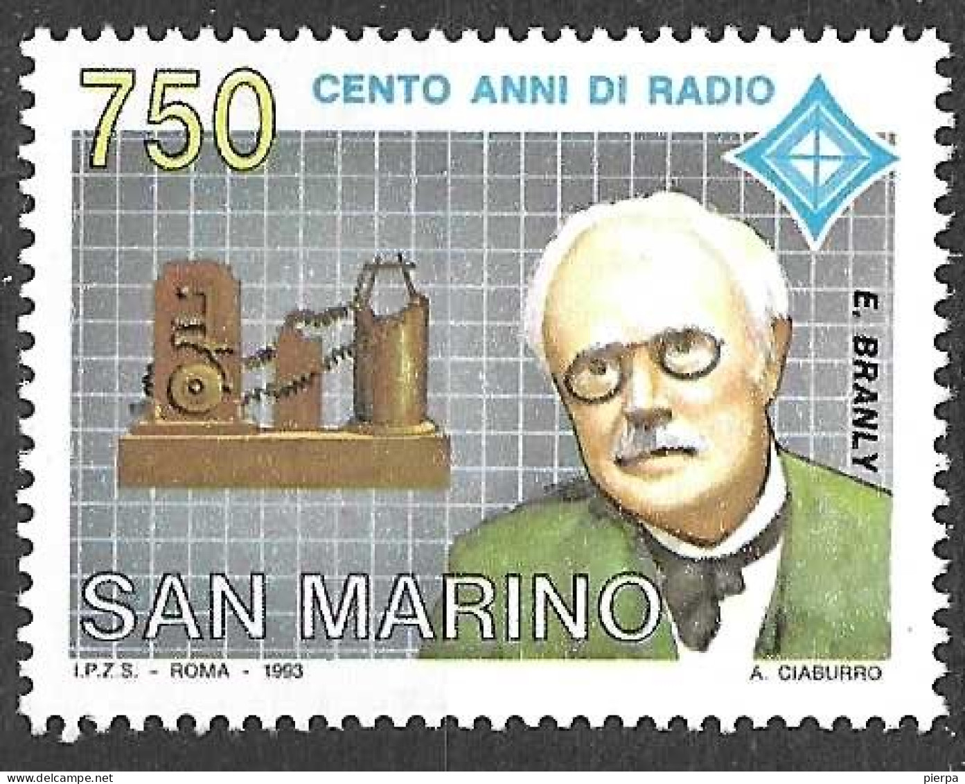 SAN MARINO - 1993 - 100° RADIO - E. BRANLY - NUOVO MNH** ( YVERT 1324 - MICHEL 1531 - SS  1374) - Luftpost