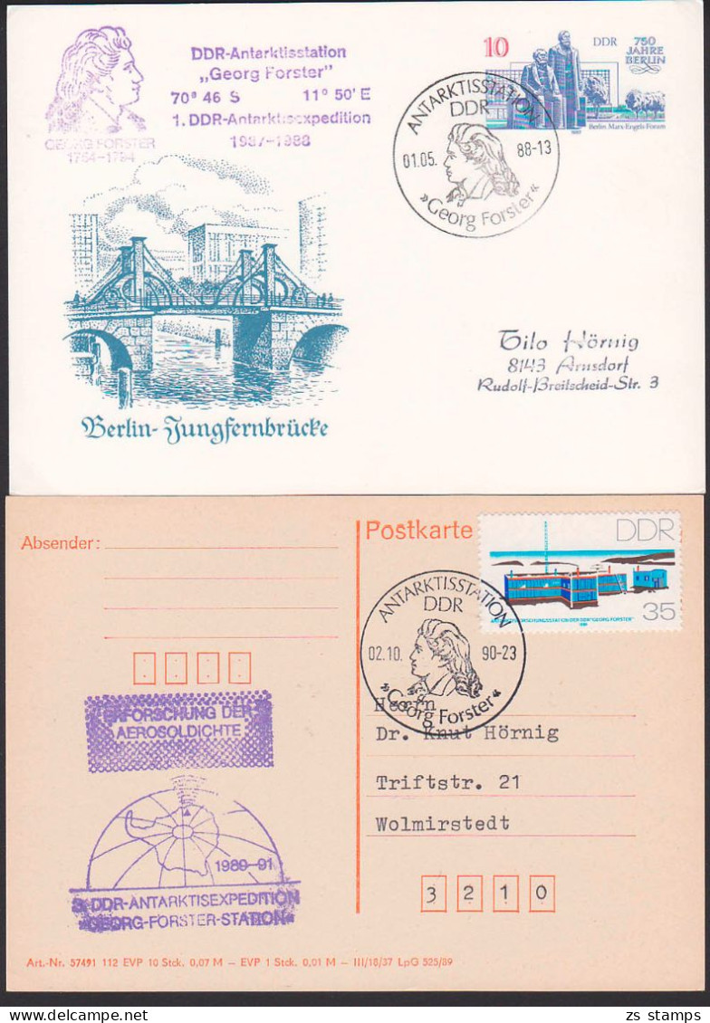 Antarktisstation Der DDR Georg Forster, 1. Und 3. Expetition Zur G. Forster-Station 1988 Und 1990 - Frankeermachines (EMA)
