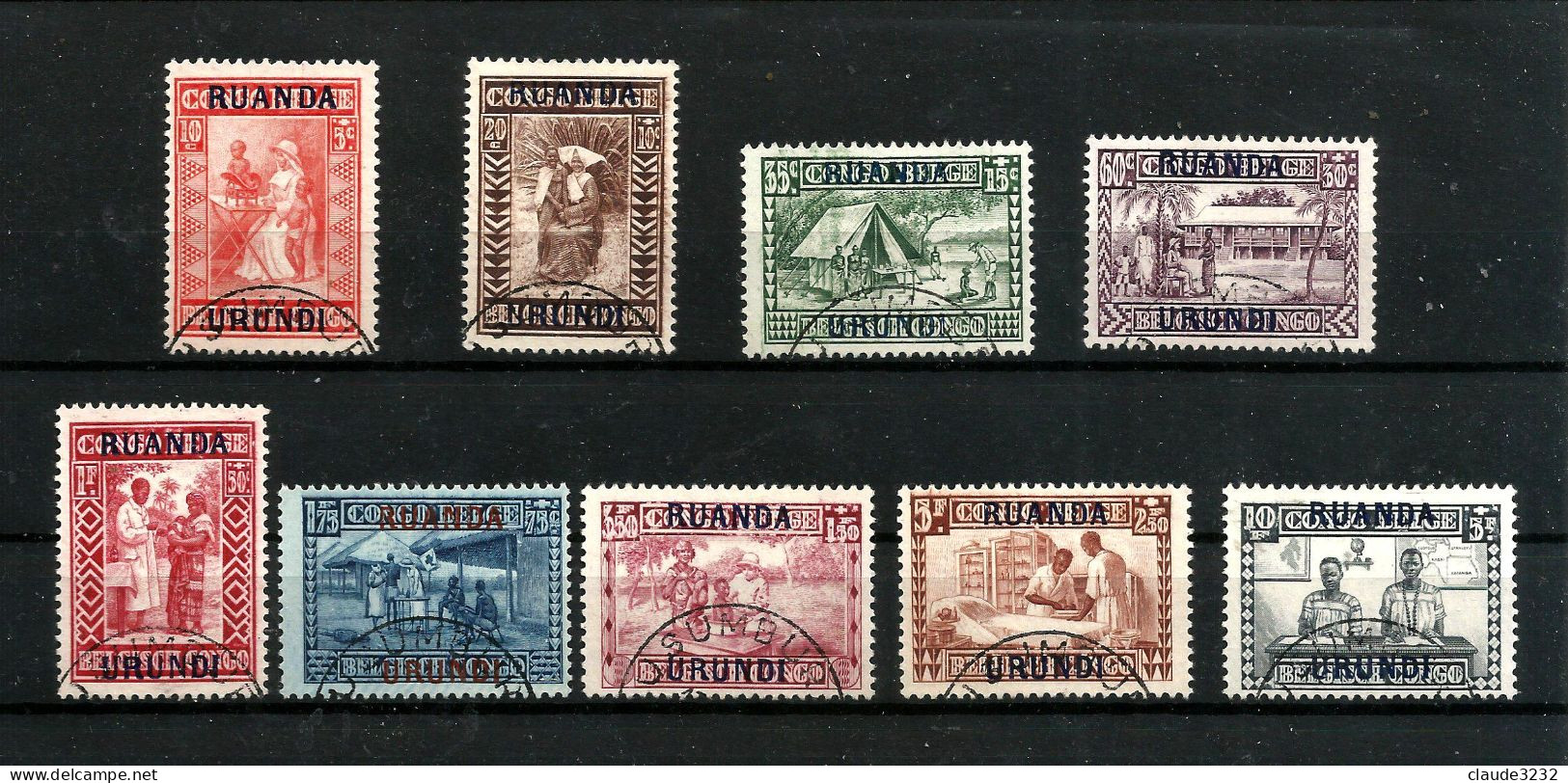 Ruanda-Urundi : Timbres Oblitérés N° 81 à 89 ("goutte De Lait") - Collections