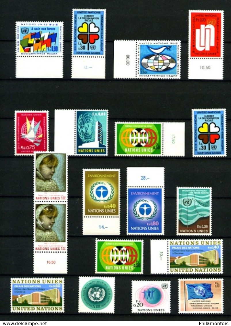 O.N.U. (Genève) - Lot De Timbres - Quelques Doubles - Neufs N** - Légères Adhérences Verso De Certains Timbres - Ungebraucht