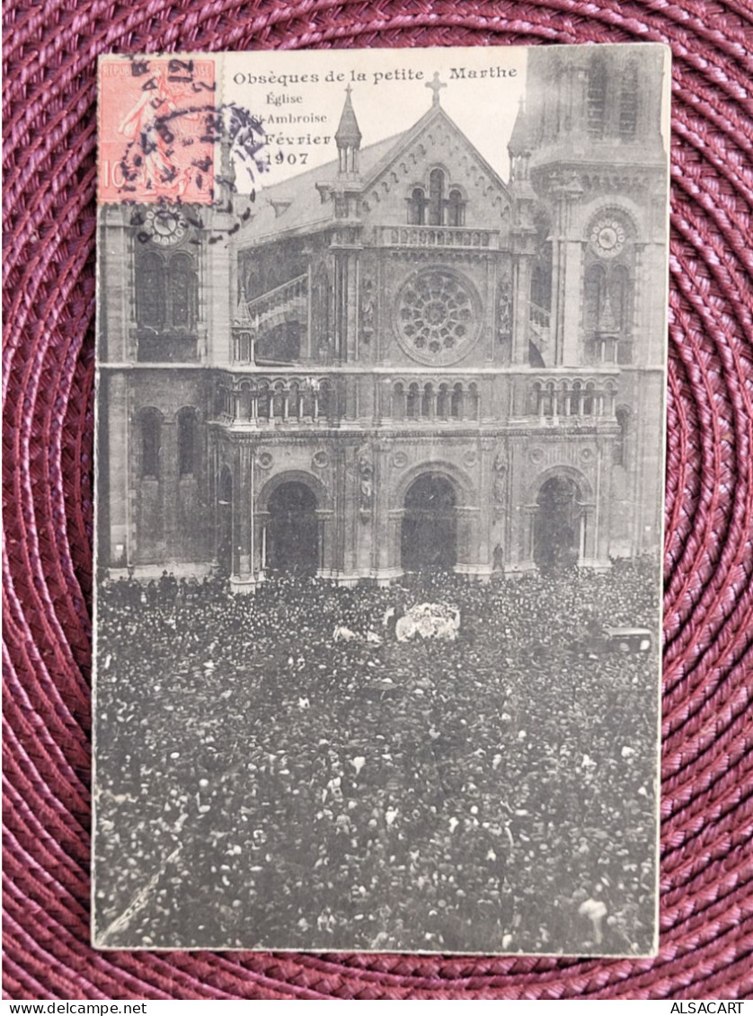 Paris église St Ambroise , Obseques De La Petite Marthe 1907 - Kirchen