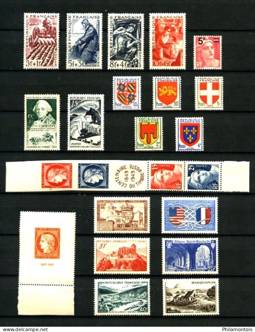 FRANCE - Année Complète 1949 - 42 Timbres Selon Composition Yvert - Neufs N** - Très Beaux - 1940-1949