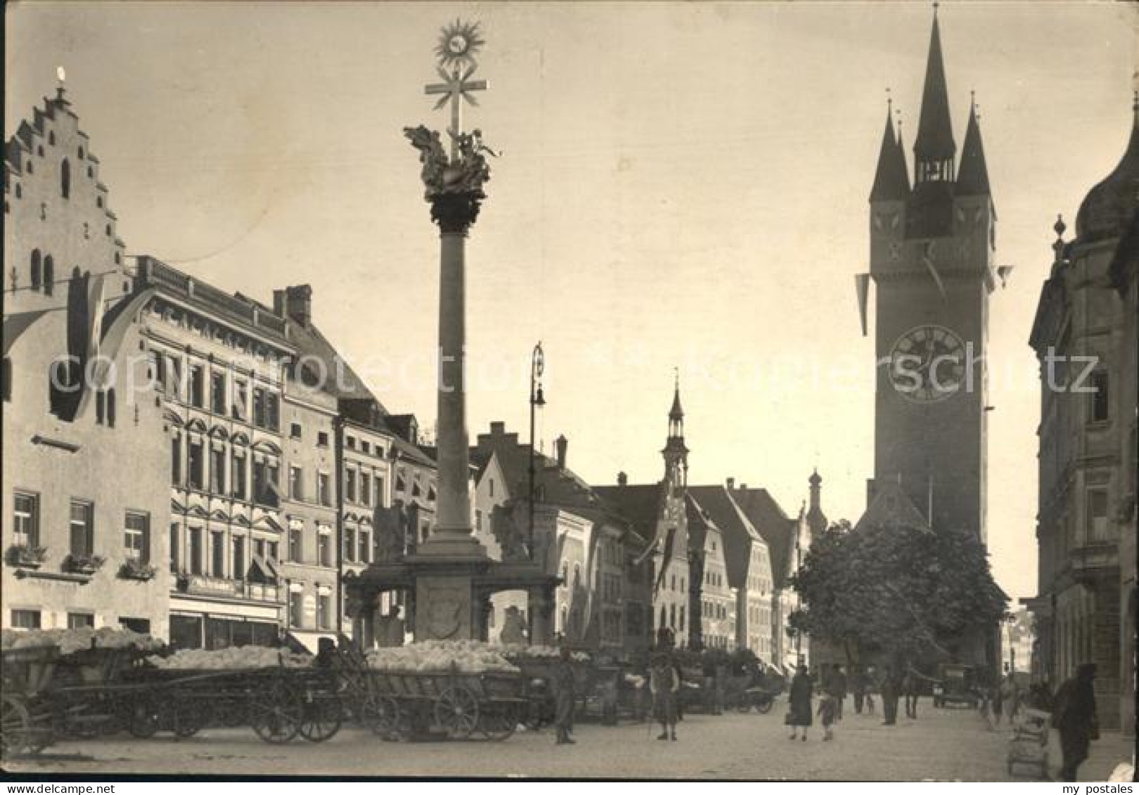 72007196 Straubing Hauptstrasse Stadtturm Und Dreifaltigkeitssaeule Straubing - Straubing