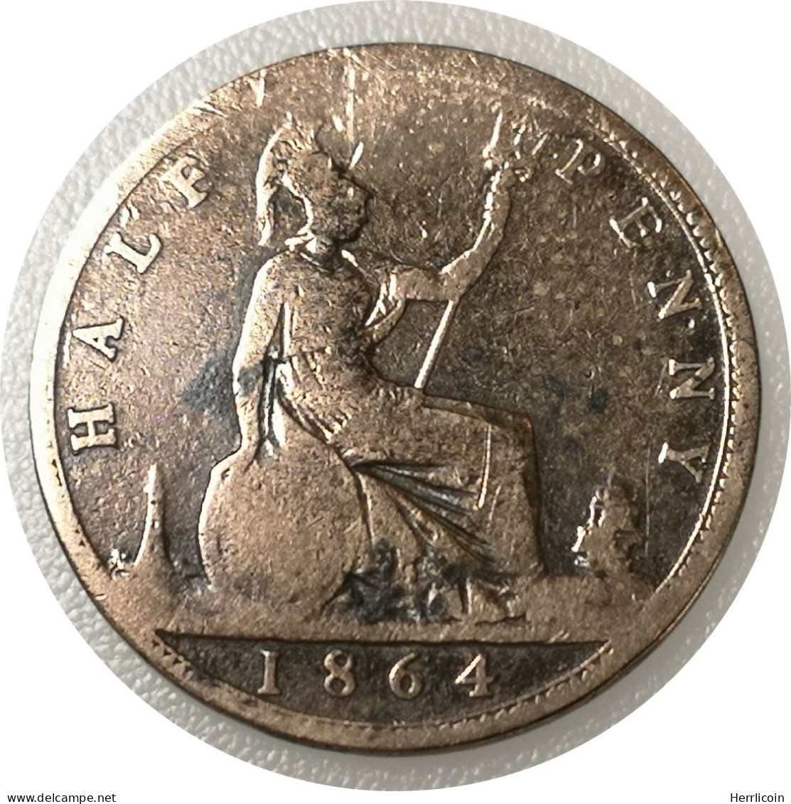 Half Penny 1864 Royaume Uni, Type Victoria "bun Head", Monnaie De Collection - C. 1/2 Penny