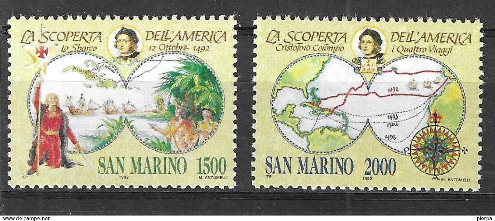 SAN MARINO - 1992 - COLOMBO - SERIE 2 VALORI - NUOVA MNH**( YVERT 1284\5 - MICHEL 1493\4 - SS  1316\7) - Luftpost