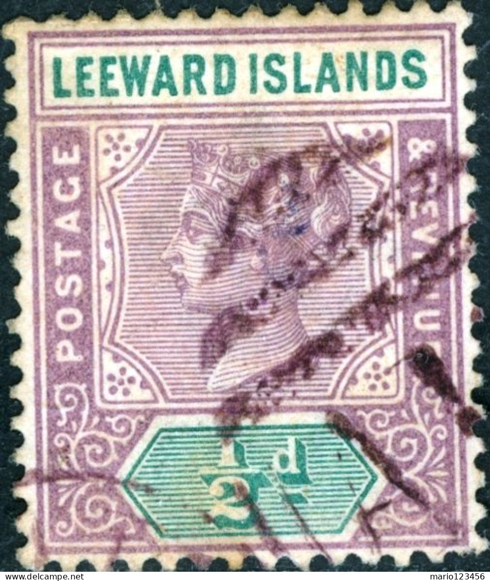 ISOLE LEEWARD, ISOLE SOTTOVENTO, REGINA VITTORIA, 1890, FRANCOBOLLI USATI Scott:GB-LW 1, Yt:GB-LW 1 - Leeward  Islands